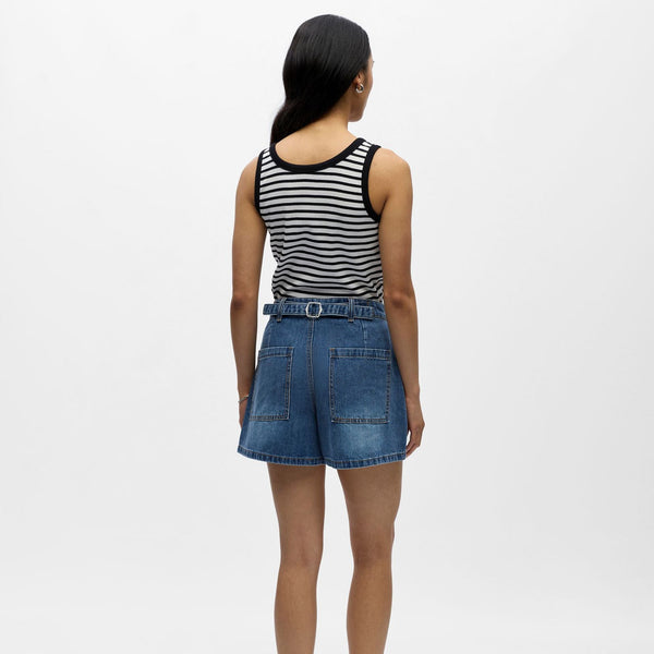 Object Andrea High Waisted Shorts - Medium Blue Denim