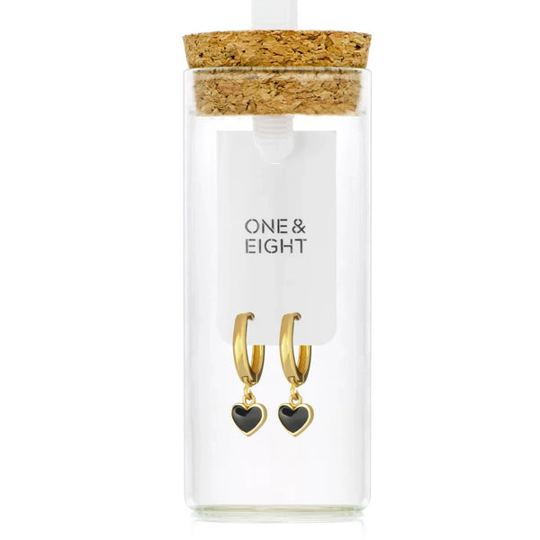One & Eight Black Eve Heart Huggies Earrings