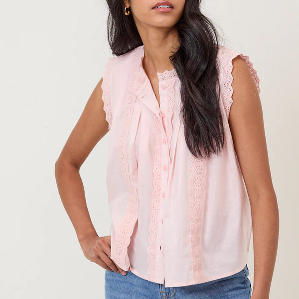 Nobody's Child Eze Light Pink Sleeveless Blouse