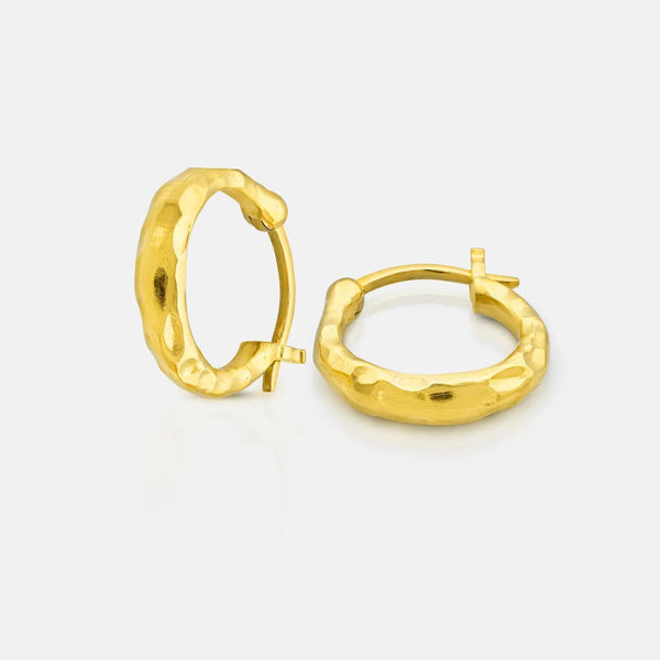 One & Eight Gold Textured Creole Earrings
