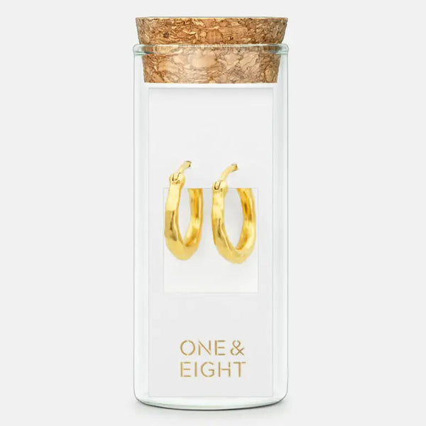 One & Eight Gold Textured Creole Earrings