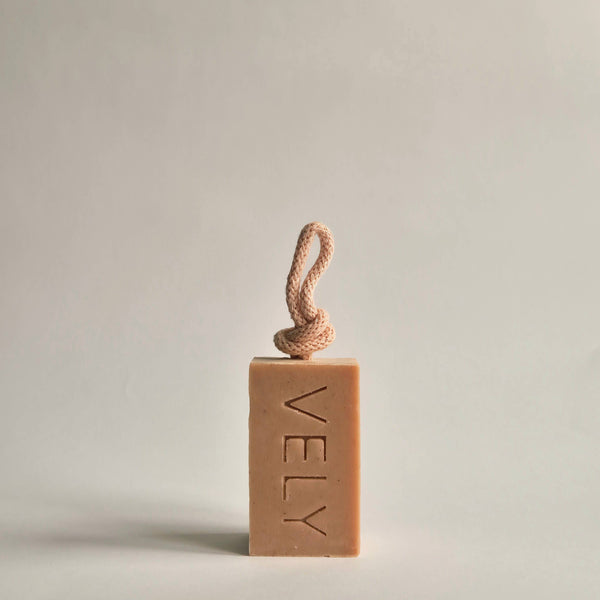 Vely Natural Handmade Soap On A Rope With Pink Clay  "Amélie"
