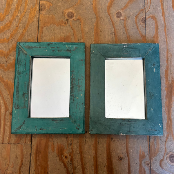 2 Turquoise Vintage Rectangle Mirrors 