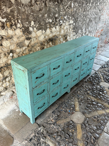 Large Vintage Indian 18 Drawer Unit