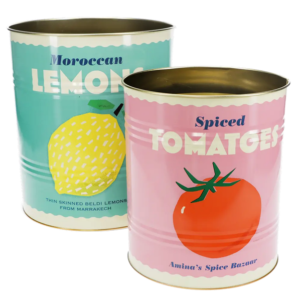 Extra Large Vintage Inspired Storage Tins - Lemon/Tomatoes