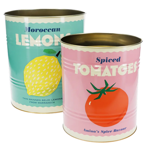 Extra Large Vintage Inspired Storage Tins - Lemon/Tomatoes