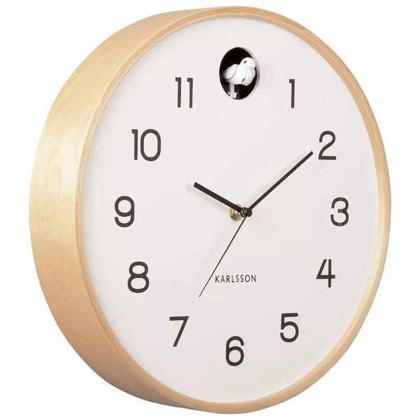 Wall-Clock-Natural-Cuckoo - Birch White