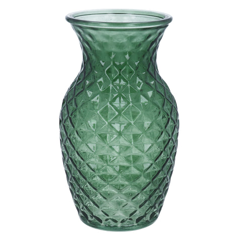 Emerald Green Glass Crystal Cut Vase