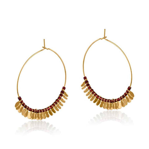 Big Metal Gergana Beaded Hoops Red