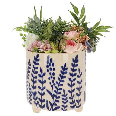 Large Cobalt Planter With Feet - Fern