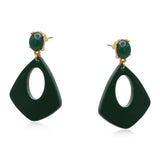 Big Metal Min Geo Resin Earrings - Green