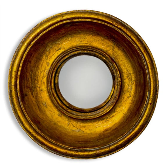 Antiqued Gold Deep Framed Extra Small Convex Mirror