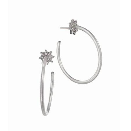 Hot Tomato Comet Tail Hoops - Worn Silver/Clear