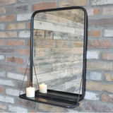 Industrial Black Mirror with Shelf