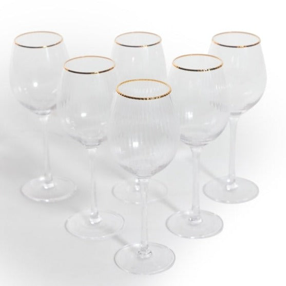 Traditional Wine Glasses with Gold Rim