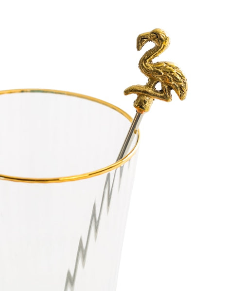 Set of 4 Gold Flamingo Drink Stirrers