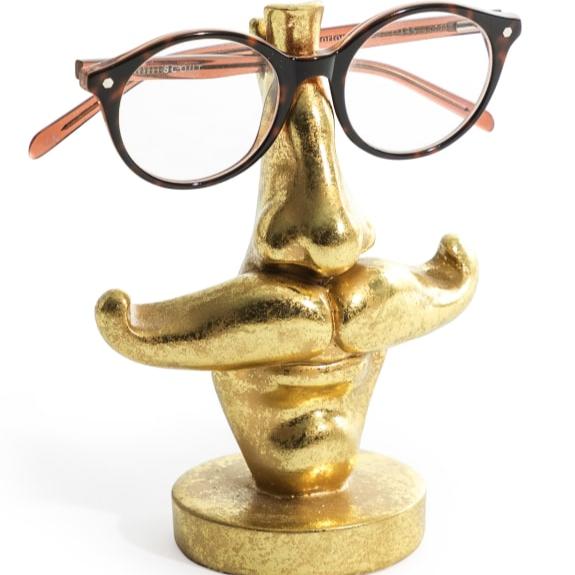Antique Gold Moustache Glasses Holder