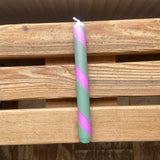 Pink & Green Twist Stripe Candle