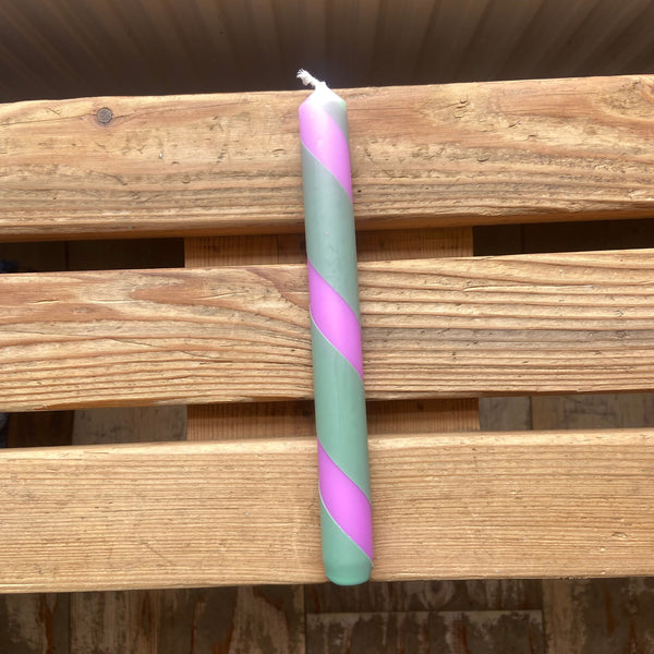 Pink & Green Twist Stripe Candle