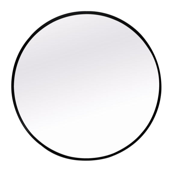 Large Round Black Metal Flare-Framed Broadway Wall Mirror
