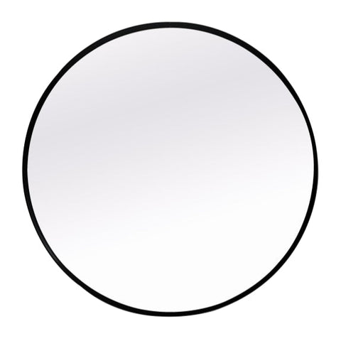 Large Round Black Metal Flare-Framed Broadway Wall Mirror
