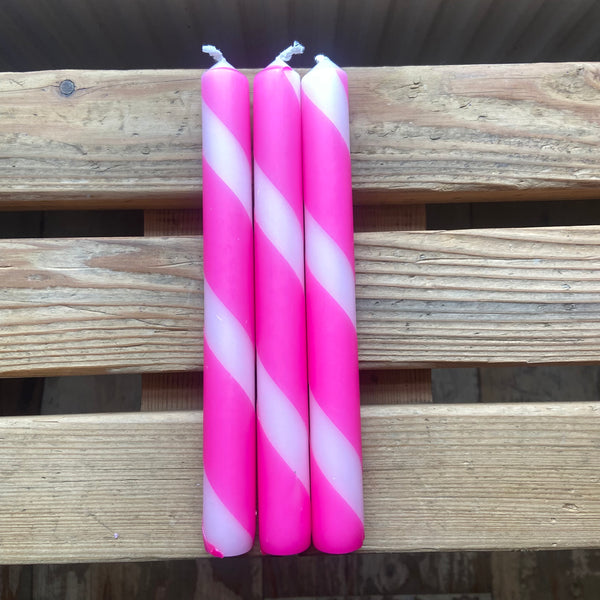 Magenta & Rose Twist Stripe Candle