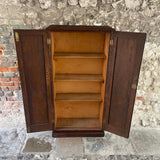 Antique Oak Tall Narrow Cupboard With Stencilled Numbers