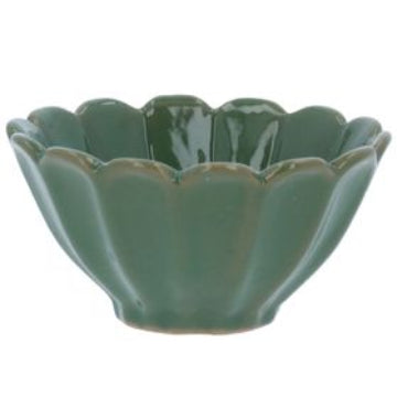 Gisela Graham Green Stoneware Fluted Mini Bowl