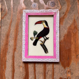 Vintage Glass Framed Painting Animals - Medium