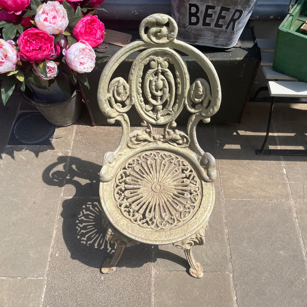 Vintage metal garden chair top view