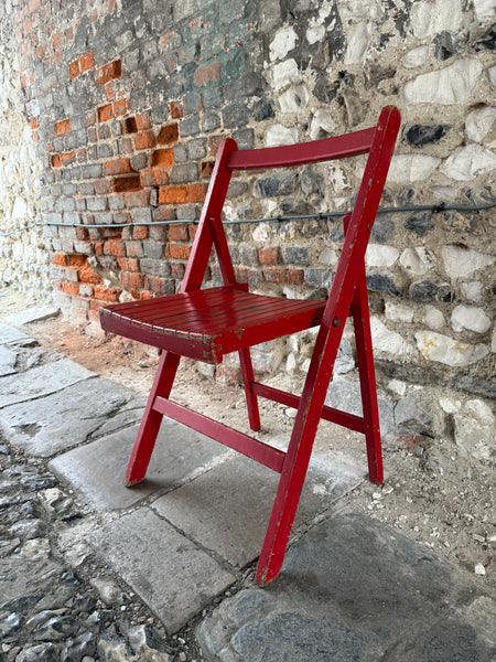 Vintage Red Slatted Chair