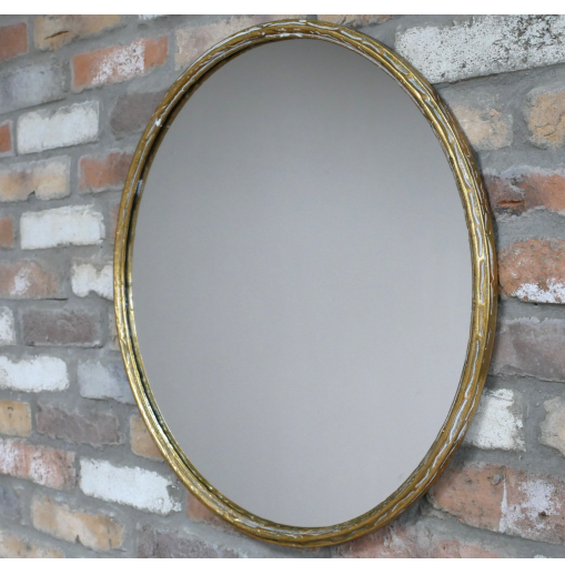 Aged Brass Round Mirror