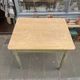 Antique painted pine table top view