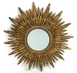 Large Antique Gold Sun Mirror