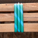 Turquoise & Green Twist Stripe Candle