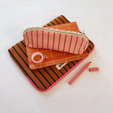Rose In April Pencil Case Gaston Tennis Stripes - Pecan/Strawberry