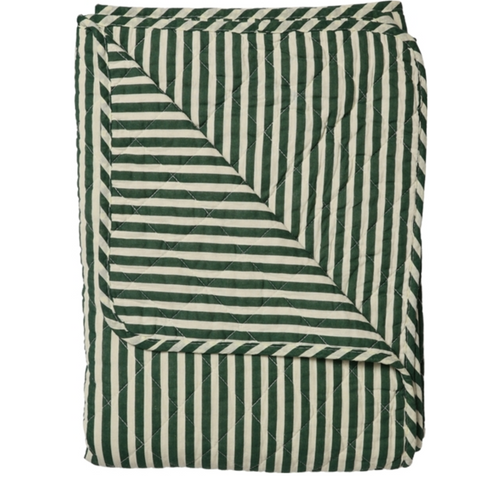 AU Maison Dark Green Striped Ethnic Quilt