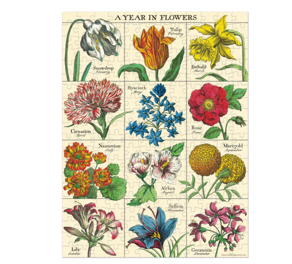 A Year in Flowers Mini Puzzle - Full 240 Piece Jigsaw 