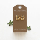 Amano Studio Vintage Style Triple Hoop Earrings - Gold on Card