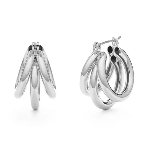 Amano Studio Vintage Style Triple Hoop Earrings - Silver