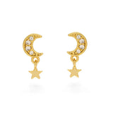 Amano Studios Crescent Moon & Star Stud