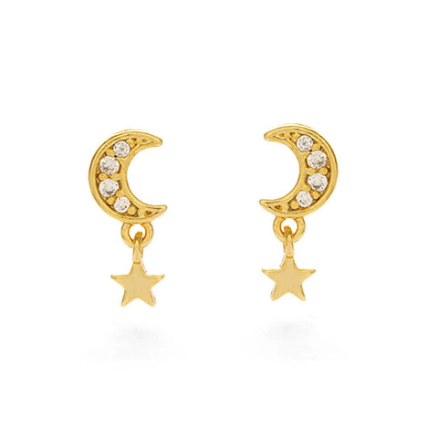 Amano Studios Crescent Moon & Star Stud