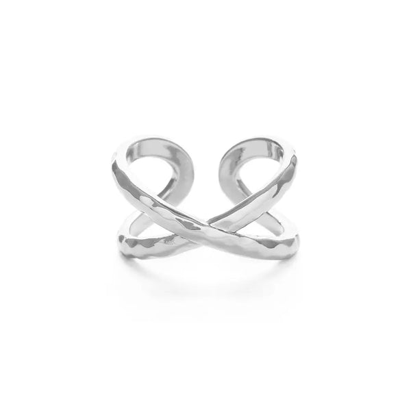 Amano Studios Cross Over Hammered Ring - Silver