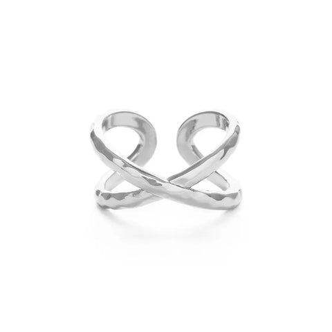 Amano Studios Cross Over Hammered Ring - Silver