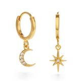 Amano Studios Moon and Star Huggie Hoops