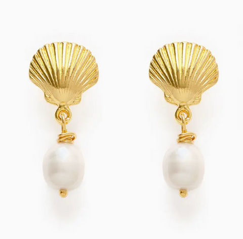 Amano Studios Shell & Pearl Stud Drop Earrings