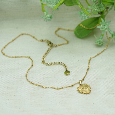 Annabella Moore 18K Gold Plated Stainless Steel Necklace with Heart Pendant 