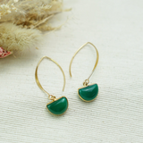 Annabella Moore Handcrafted Gemstone 18K gold plated earrings with Green Onyx 
