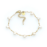 Annabella Moore Handcrafted Gemstone Bracelet with 18K gold plating and pearls 