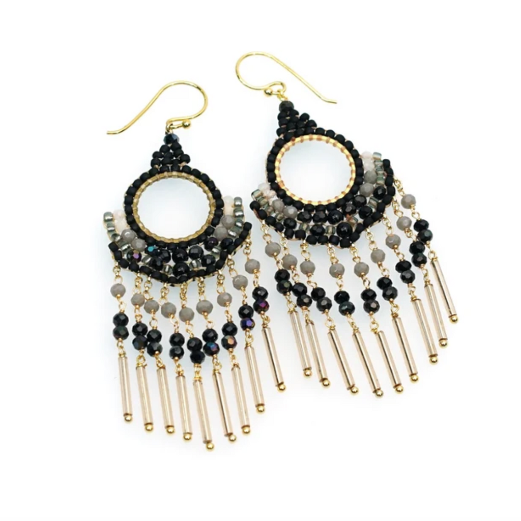 Annabella Moore Handcrafted Gemstone Earrings 18K Gold plating with Moonstone and Crystals